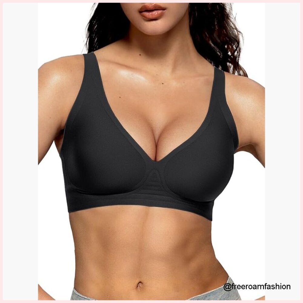 Wireless Push Up Plunge Bra Seamless Full Coverage Bralette Supportive